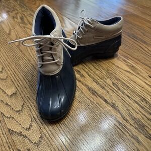Navy and Tan Tommy Hilfiger Duck /Rain Boots.‎ Ankle height Size 6